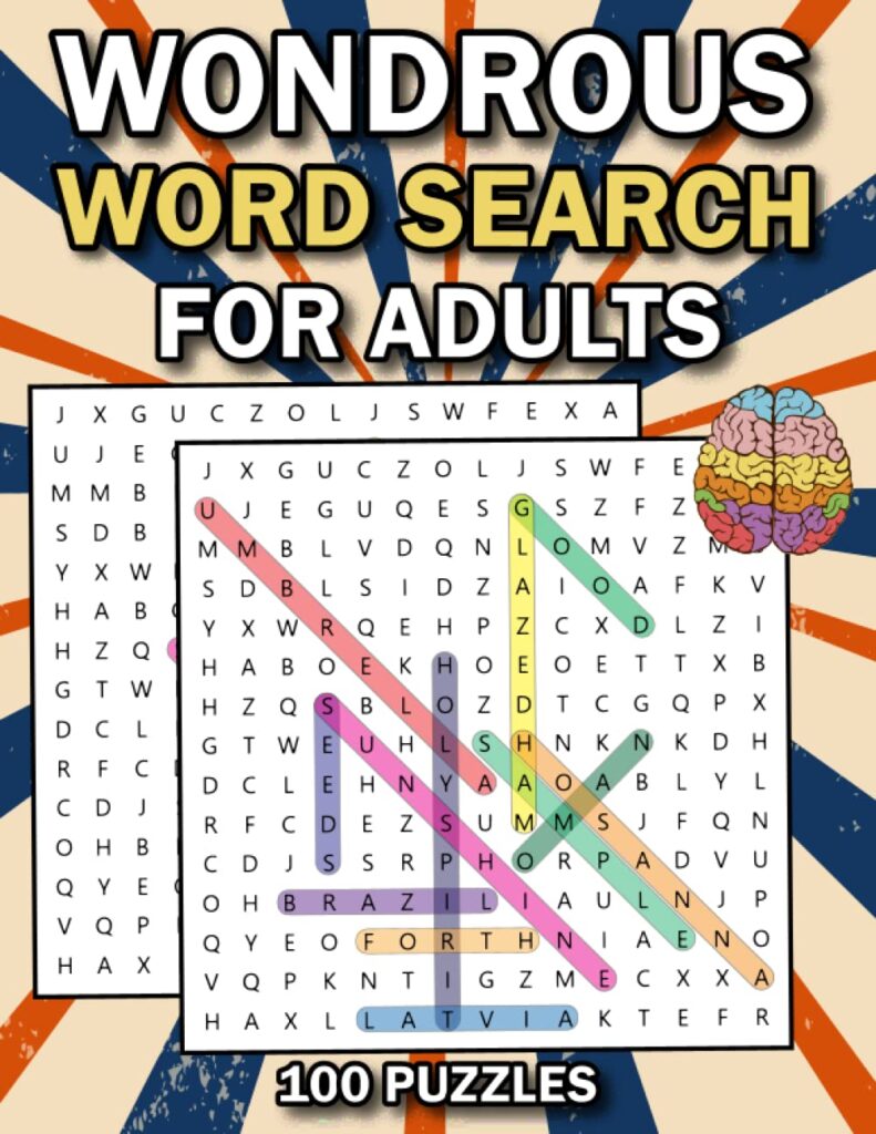 Wondrous Word Search For Adults Front Cover